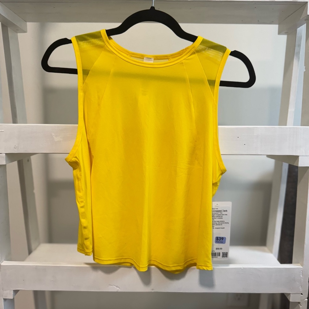 Rare Lululemon Yellow Sculpt Cropped Tank Size 8 Women’s Sleeveless NWT